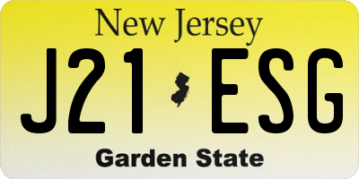 NJ license plate J21ESG
