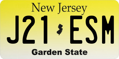 NJ license plate J21ESM
