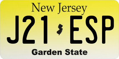 NJ license plate J21ESP