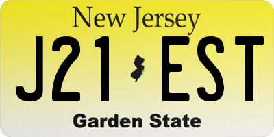 NJ license plate J21EST