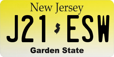 NJ license plate J21ESW