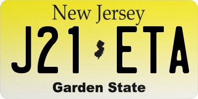 NJ license plate J21ETA