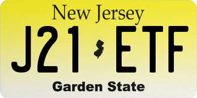 NJ license plate J21ETF