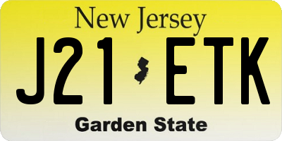 NJ license plate J21ETK