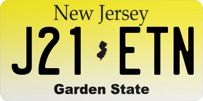 NJ license plate J21ETN