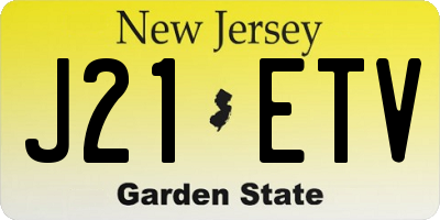 NJ license plate J21ETV
