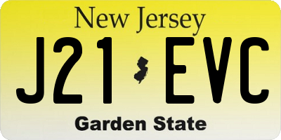 NJ license plate J21EVC