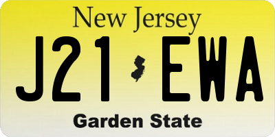 NJ license plate J21EWA