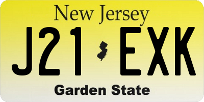 NJ license plate J21EXK
