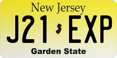 NJ license plate J21EXP