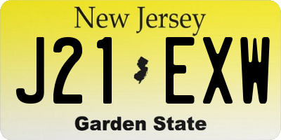 NJ license plate J21EXW