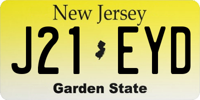 NJ license plate J21EYD
