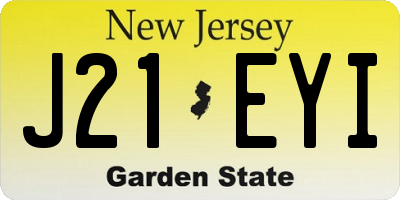 NJ license plate J21EYI