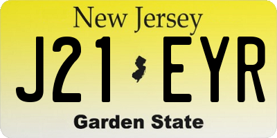 NJ license plate J21EYR