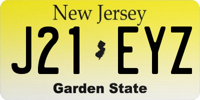 NJ license plate J21EYZ