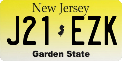 NJ license plate J21EZK