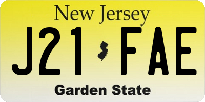 NJ license plate J21FAE