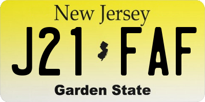 NJ license plate J21FAF
