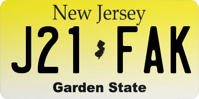 NJ license plate J21FAK