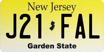 NJ license plate J21FAL