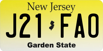 NJ license plate J21FAO