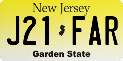 NJ license plate J21FAR