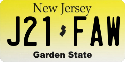 NJ license plate J21FAW
