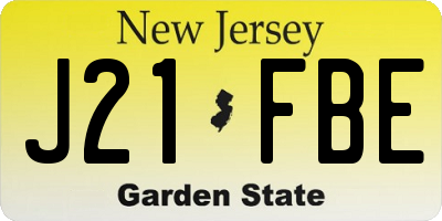 NJ license plate J21FBE