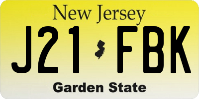 NJ license plate J21FBK