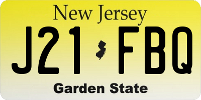 NJ license plate J21FBQ