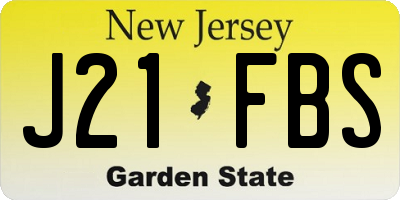 NJ license plate J21FBS