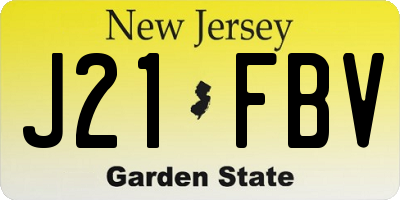 NJ license plate J21FBV