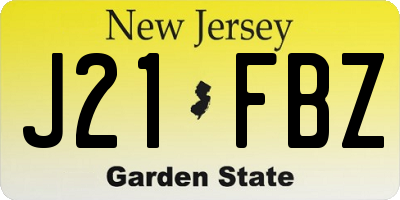 NJ license plate J21FBZ