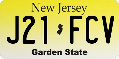 NJ license plate J21FCV