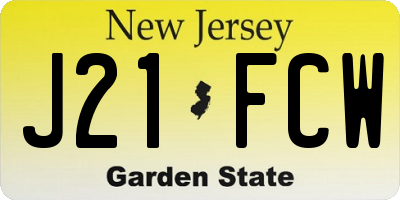 NJ license plate J21FCW