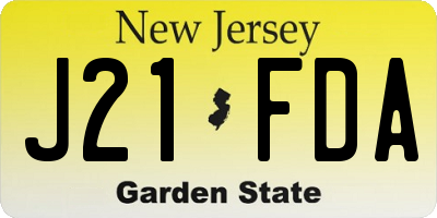 NJ license plate J21FDA