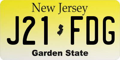 NJ license plate J21FDG