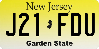 NJ license plate J21FDU