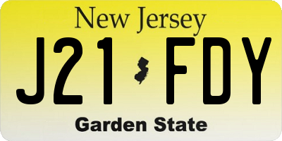 NJ license plate J21FDY