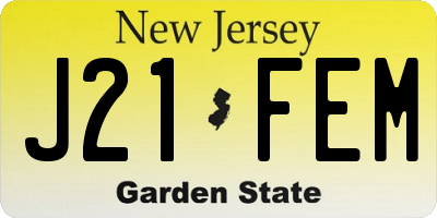 NJ license plate J21FEM