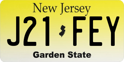 NJ license plate J21FEY