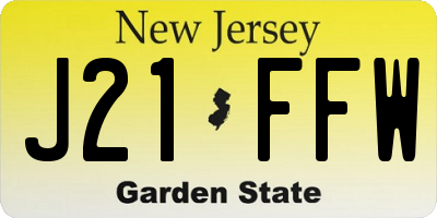 NJ license plate J21FFW