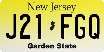NJ license plate J21FGQ