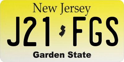 NJ license plate J21FGS