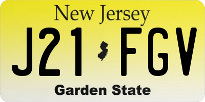 NJ license plate J21FGV