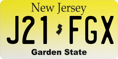 NJ license plate J21FGX