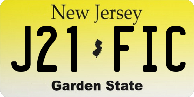 NJ license plate J21FIC
