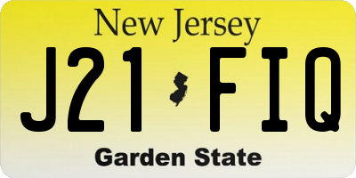 NJ license plate J21FIQ