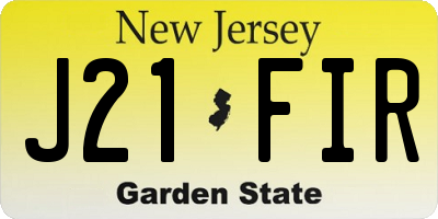 NJ license plate J21FIR