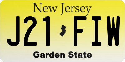 NJ license plate J21FIW